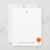 Monogram & Name Floral Watercolor Botanical Mitteilungskarte (Vorderseite)