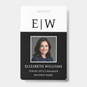 Monogram Name Foto Corporate Work Ausweis (Vorderseite)