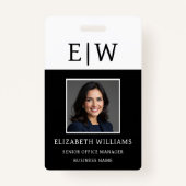 Monogram Name Foto Corporate Work Ausweis (Vorderseite)