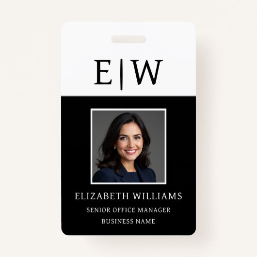 Monogram Name Foto Corporate Work Ausweis (Vorderseite)