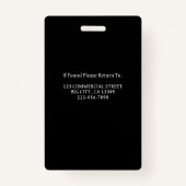 Monogram Name Foto Corporate Work Ausweis (Rückseite)