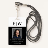 Monogram Name Foto Corporate Work Ausweis (Vorderseite mit Schlüsselband)