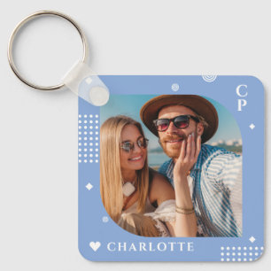 Monogram Name Foto Trendy Simple Modern Schlüsselanhänger