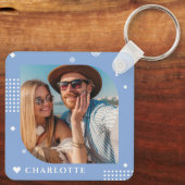 Monogram Name Foto Trendy Simple Modern Schlüsselanhänger (Rückseite)