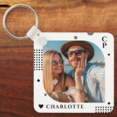 Monogram Name Foto Trendy Simple Modern Schlüsselanhänger (Vorderseite)