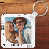 Monogram Name Foto Trendy Simple Modern Schlüsselanhänger (Rückseite)