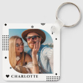 Monogram Name Foto Trendy Simple Modern Schlüsselanhänger (Rückseite)