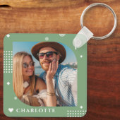 Monogram Name Foto Trendy Simple Modern Schlüsselanhänger (Rückseite)