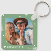 Monogram Name Foto Trendy Simple Modern Schlüsselanhänger (Rückseite)