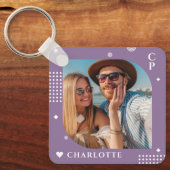 Monogram Name Foto Trendy Simple Modern Schlüsselanhänger (Vorderseite)