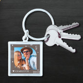 Monogram Name Foto Trendy Simple Modern Schlüsselanhänger