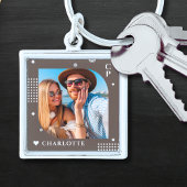 Monogram Name Foto Trendy Simple Modern Schlüsselanhänger