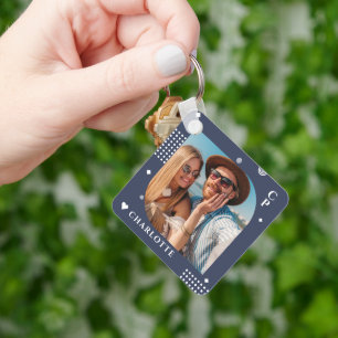 Monogram Name Foto Trendy Simple Modern Schlüsselanhänger