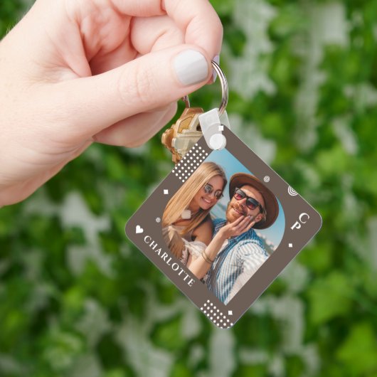 Monogram Name Foto Trendy Simple Modern Schlüsselanhänger (Hand)