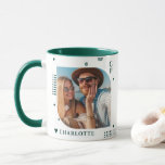 Monogram Name Foto Trendy Simple Modern Tasse<br><div class="desc">Monogram Name Foto Trendy Simple Modern Coffee Tasse verfügt über eines Ihrer Lieblings-Fotos mit Ihrem personalisierten Namen und Monogramm in elegantem grünen Skript. Personalisieren Sie den Text durch Bearbeiten in den bereitgestellten Textfeldern. Perfekt zum Geburtstag, Weihnachten, Muttertag, Vatertag, Schwester, Cousin, Freunde und vieles mehr. FOTO TIPP: Zentrieren Sie Ihr Foto...</div>
