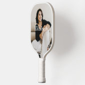 Monogram Name Foto Trendy Stylish Women Men Men Pickleball Schläger (Links)