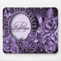 Monogram Name Gift Lila Floral Elegante Moderne