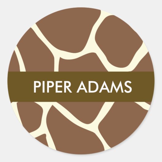 Monogram Name Giraffe Print Stickers (Vorderseite)