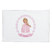 Monogram Name Girl Pink Princess Pillowcase Kissenbezug (Rückseite)
