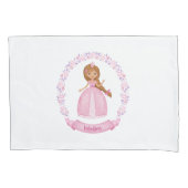 Monogram Name Girl Pink Princess Pillowcase Kissenbezug (Vorderseite)