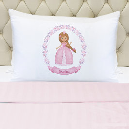 Monogram Name Girl Pink Princess Pillowcase Kissenbezug