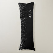 Monogram Name Girl - Schwarzer Silberner Glitzer Seitenschläferkissen (Vorderseite Vertikal)