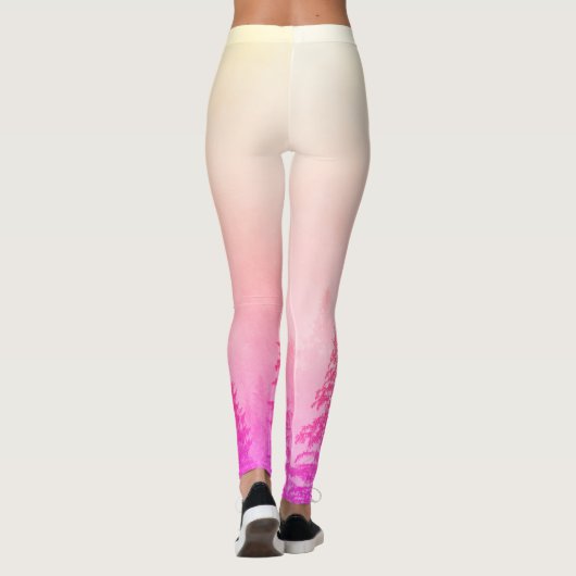 Monogram Name Girly Pink Trees NatWhite Leggings (Rückseite)