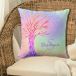 Monogram Name Girly Rainbow Glitzern Kissen<br><div class="desc">Dieses mädchenhafte Kissen ist mit einem Baum und einem Hintergrund in Regenbogenfarben mit Imitaten,  die Sterne funkeln,  dekoriert. Sie können es mit einem Namen und Monogramm anpassen. Sie können auch die Textfarbe und den Schriftart ändern,  indem Sie die Option Weitere anpassen verwenden. Original Mosaikbaum © Michele Davies.</div>