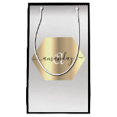 Monogram Name Gold Black Gray Fashion Boutique Kleine Geschenktüte (Vorderseite)