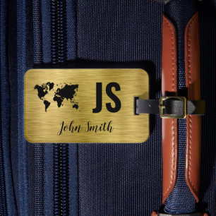 Monogram Name Gold Brushed Metallic Custom Travel Gepäckanhänger