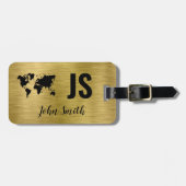 Monogram Name Gold Brushed Metallic Custom Travel Gepäckanhänger (Vorderseite horizontal)