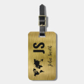 Monogram Name Gold Brushed Metallic Custom Travel Gepäckanhänger (Vorderseite vertikal)