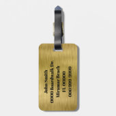 Monogram Name Gold Brushed Metallic Custom Travel Gepäckanhänger (Rückseite vertikal)