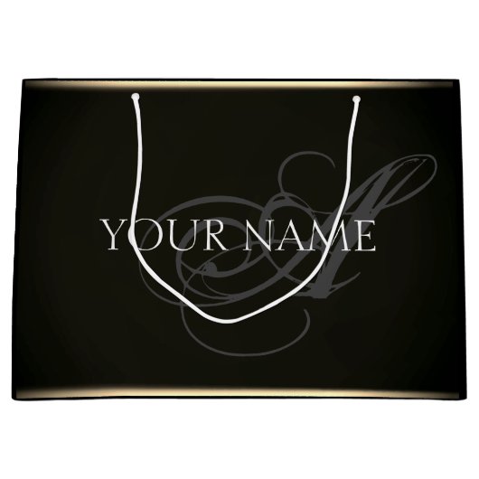 Monogram Name Gold Minimal Luxury Brand Beauty VIP Große Geschenktüte (Vorderseite)