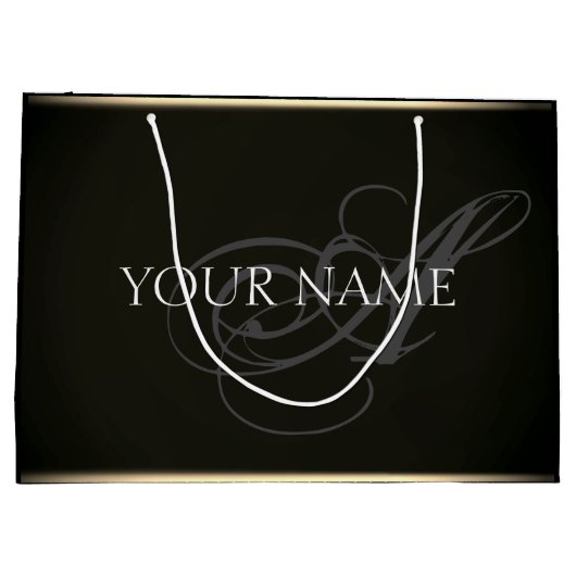 Monogram Name Gold Minimal Luxury Brand Beauty VIP Große Geschenktüte (Rückseite)