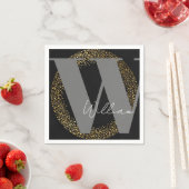 Monogram-Name Gold schwarz grau stylisch Serviette (Beispiel)