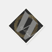 Monogram-Name Gold schwarz grau stylisch Serviette (Ecke)