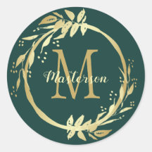 Monogram Name Gold Smarald Green Weihnachtskranz
