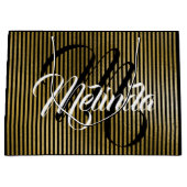 Monogram Name Gold Strips VIP Jubiläum Große Geschenktüte (Vorderseite)