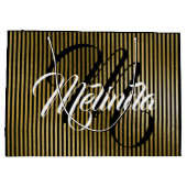 Monogram Name Gold Strips VIP Jubiläum Große Geschenktüte (Rückseite)