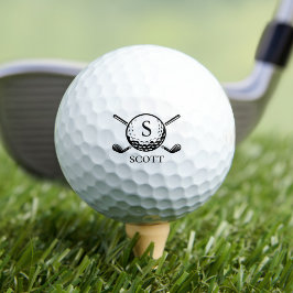 Monogram Name Golf Club Classic Black White  Golfball