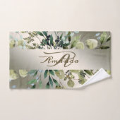 Monogram Name Green Blätter Golden Bronze Elegante Badhandtuch Set (Handtuch)
