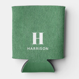 Monogram Name Green Denim Print 12oz Dosenkühler