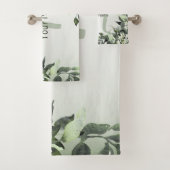 Monogram Name Greenery Floral Eukalyptus Blätter Badhandtuch Set (Insitu)