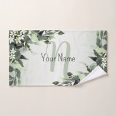 Monogram Name Greenery Floral Eukalyptus Blätter Badhandtuch Set (Handtuch)