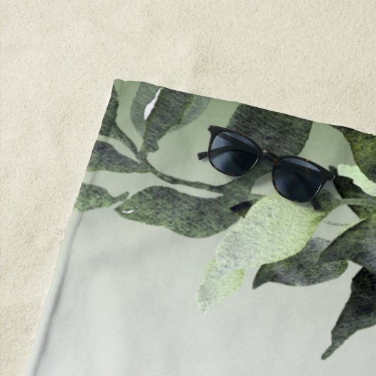 Monogram Name Greenery Floral Eukalyptus Blätter Strandtuch (Beispiel)
