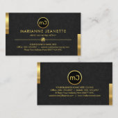 Monogram Name Grey Grunge Gold Tabs Visitenkarte (Vorne/Hinten)