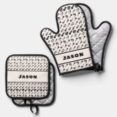 Monogram Name GRILLEN Koch Cook Grilling Oven Ofenhandschuh & Topflappen-Set (Vorderseite/Rückseite)