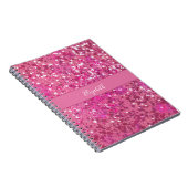 Monogram Name Hot Pink Glitzer Sparkle Girl Notizblock (Rechte Seite)