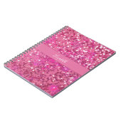Monogram Name Hot Pink Glitzer Sparkle Girl Notizblock (Linke Seite)